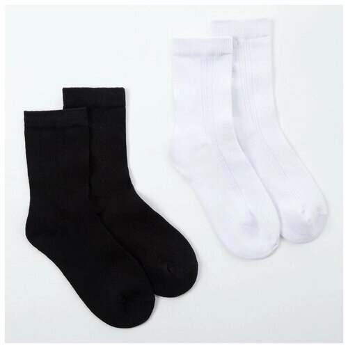 Набор подростковых носков 2 пары "Бамбук", 22-24 см, чёрн/син