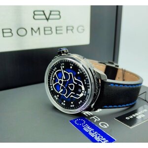 Наручные часы Bomberg Часы наручные мужские Bomberg BB-01 Automatic Blue Skull CT43APBA. 23-2.11. Часы для мужчин производства Швейцарии, синий, черный
