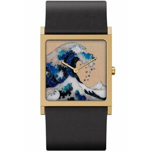 Наручные часы Briller Art Часы Briller Большая волна в Каганаве (К. Хокусай), золотой