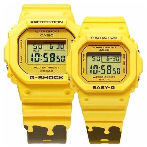 Наручные часы CASIO Casio G-Shock SLV-22B-9 (часы для пары - 2 шт.) Лимитированная серия "Мёд", желтый, мультиколор