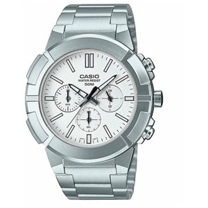 Наручные часы CASIO Casio MTP-E500D-7A, серебряный, белый