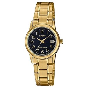 Наручные часы CASIO LTP-V002G-1B, черный, золотой