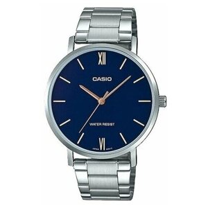Наручные часы CASIO Мужские часы Casio MTP-VT01D-2B на металлическом браслете, синий