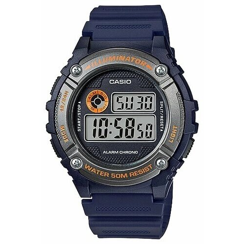 Наручные часы CASIO W-216H-2B, синий, оранжевый