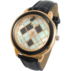 Наручные часы Часы кварцевые с кожаным ремешком, черный, серебряный