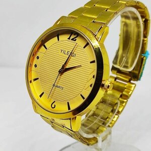 Наручные часы Часы наручные мужские кварцевые, золотой, желтый