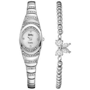 Наручные часы Часы женские наручные с металлическим ремешком, белый