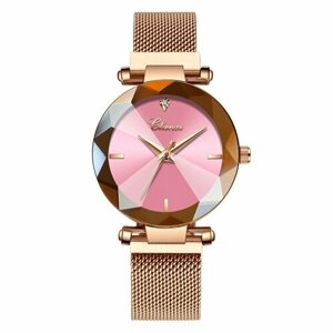 Наручные часы Chenxi CHENXI горячие модные драгоценные камни с геометрией кристалл роскошные женские кварцевые часы женские модельные часы женские часы подарок для жены, розовый