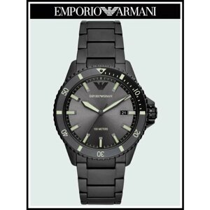Наручные часы EMPORIO ARMANI Renato Мужские наручные часы Emporio Armani черные кварцевые оригинальные, черный