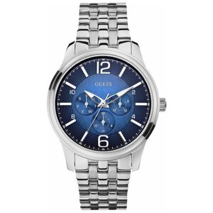 Наручные часы GUESS Dress Steel W0252G2, серебряный, синий