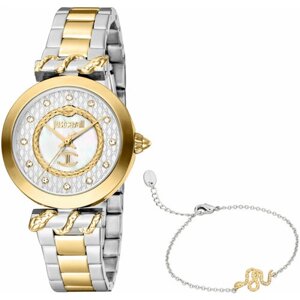 Наручные часы Just Cavalli Набор женский часы + браслет Just Cavalli JC1L257M0055, серебряный, белый