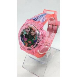 Наручные часы корпус пластик, ремешок пластик, бесшумный механизм, розовый