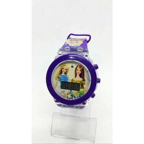 Наручные часы корпус пластик, ремешок резина, бесшумный механизм, фиолетовый