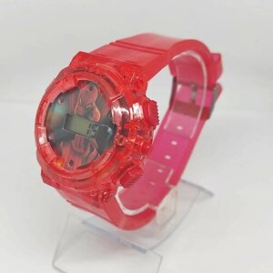 Наручные часы кварцевые, корпус пластик, ремешок пластик, бесшумный механизм, красный