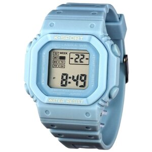 Наручные часы Lasika Электронные спортивные наручные часы Lasika с секундомером, подсветкой, защитой от влаги и ударов, голубой