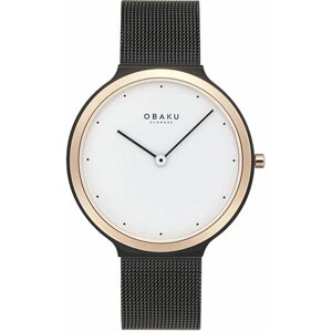 Наручные часы OBAKU Женские наручные часы Obaku Mesh V269LXMWMB с гарантией, черный, белый
