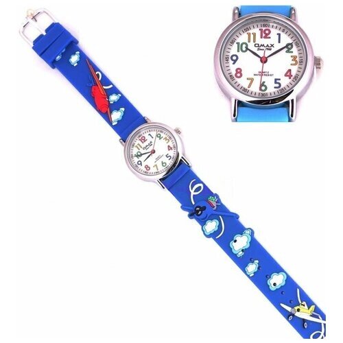 Наручные часы OMAX, кварцевые, корпус латунь, ремешок силикон, голубой