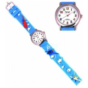 Наручные часы OMAX, кварцевые, корпус латунь, ремешок силикон, голубой
