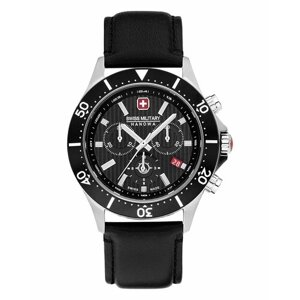 Наручные часы Swiss Military Hanowa Швейцарские наручные часы Swiss Military Hanowa Flagship X Chrono SMWGC2100705 с гарантией, черный, серебряный