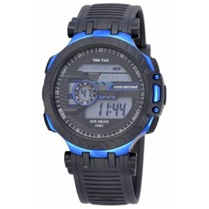 Наручные часы Тик-Так Наручные электронные часы (Тик-Так Н481 WR50 чёрно-синие), черный, синий