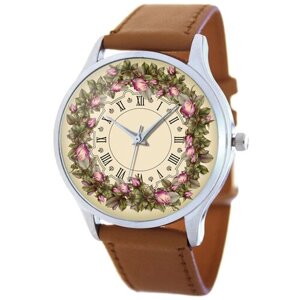 Наручные часы TINA BOLOTINA Цветочный венок Extra, коричневый