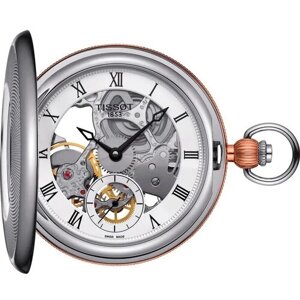 Наручные часы TISSOT Швейцарские механические часы Tissot Bridgeport Mechanical Skeleton T859.405.29.273.00 (T8594052927300), золотой, серебряный