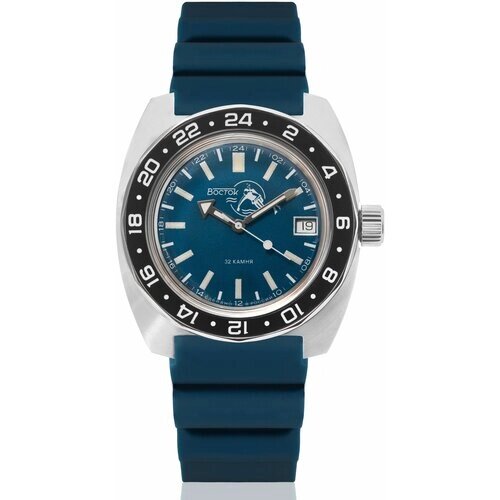 Наручные часы Восток Амфибия Наручные механические часы с автоподзаводом Восток Амфибия 17003Б resin 22 blue, синий