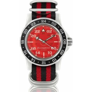 Наручные часы Восток Командирские Наручные механические часы с автоподзаводом Восток Командирские 18009Б black red, красный