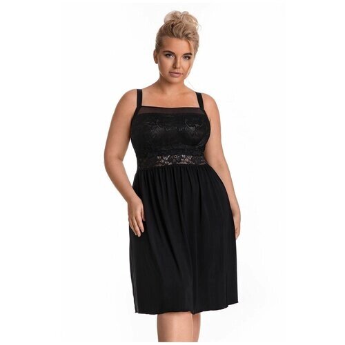 Ночная женская сорочка, платье домашнее, туника для дома La Shelly, черная, российский размер 46