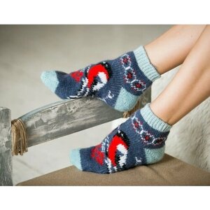 Носки Бабушкины носки, размер 35-37, синий, красный, голубой