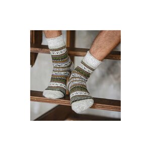 Носки Бабушкины носки, размер 44-46, белый, зеленый, коричневый, бежевый