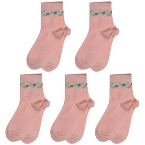 Носки LorenzLine для девочек, 5 пар, размер 10-12, розовый
