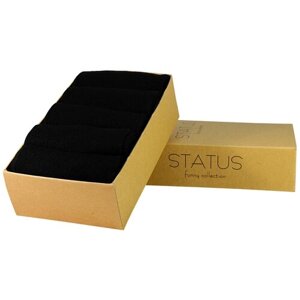 Носки STATUS, усиленная пятка, вязаные, на Новый год, подарочная упаковка, 5 пар, размер 22-24, черный