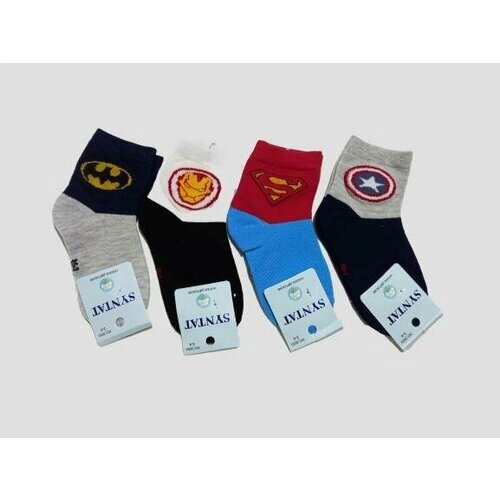 Носки Superheroes, 4 пары, размер S (3-4) года, мультиколор