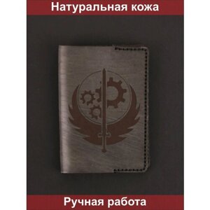Обложка для паспорта , натуральная кожа, серый