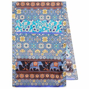 Палантин Павловопосадская платочная мануфактура,200х65 см, фиолетовый, голубой