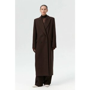 Пальто FASHION REBELS демисезонное, шерсть, силуэт прямой, средней длины, размер S, коричневый