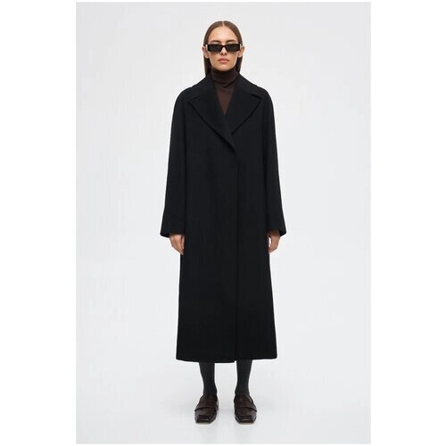 Пальто-халат prav. da демисезонное, силуэт свободный, удлиненное, размер XS, черный