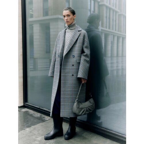 Пальто-кокон Pompa демисезонное, шерсть, силуэт прямой, удлиненное, размер 50/170, серый