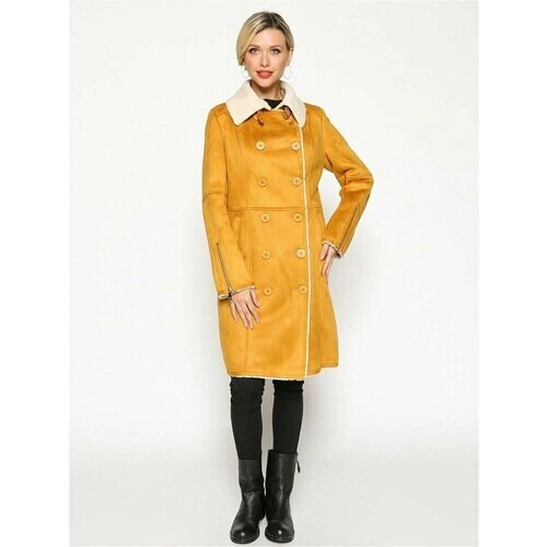 Пальто Prima Woman, размер 50, белый, желтый