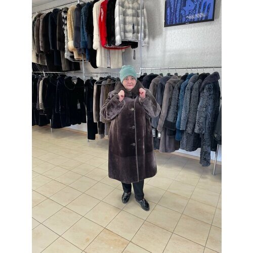 Пальто, размер 60, коричневый
