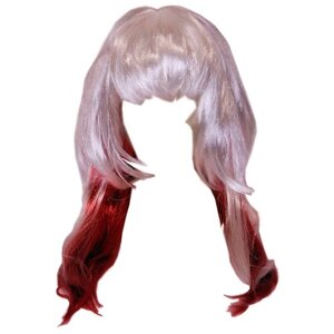 Парик гладкий мелирование карнавальный искусственный волос цвет белый и красный
