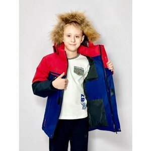 Парка LCAYHD FASHION Зимняя куртка для мальчика 23-21(1/25), размер 122, синий, красный