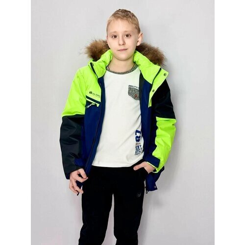 Парка LCAYHD FASHION Зимняя куртка для мальчика 23-21(1/25), размер 134, синий, зеленый