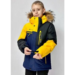 Парка LCAYHD FASHION Зимняя куртка для мальчика 23-21(1/25), размер 146, синий, желтый