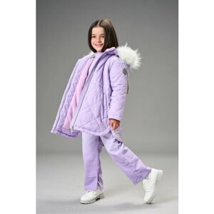 Парка Шалуны Пальто зимнее для девочки, размер 32, 116, фиолетовый