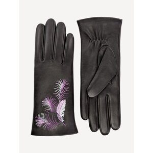 Перчатки ELEGANZZA, демисезон/зима, натуральная кожа, подкладка, размер 6,5, черный