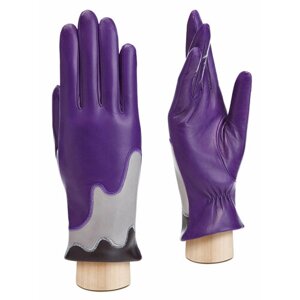 Перчатки ELEGANZZA, размер 7.5, серый, фиолетовый