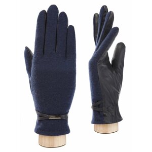 Перчатки ELEGANZZA зимние, натуральная кожа, подкладка, размер 6.5, синий