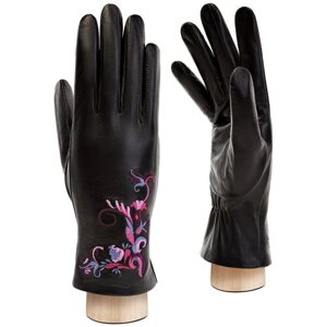 Перчатки ELEGANZZA зимние, натуральная кожа, подкладка, размер 6.5(XS), черный